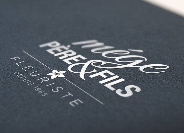 Graphisme & identité — Mège Père & Fils : creation logo fleuriste gaufrage