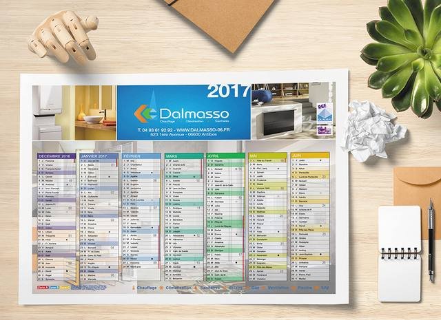 Impression grand format — Dalmasso : calendrier bancaire 43x55